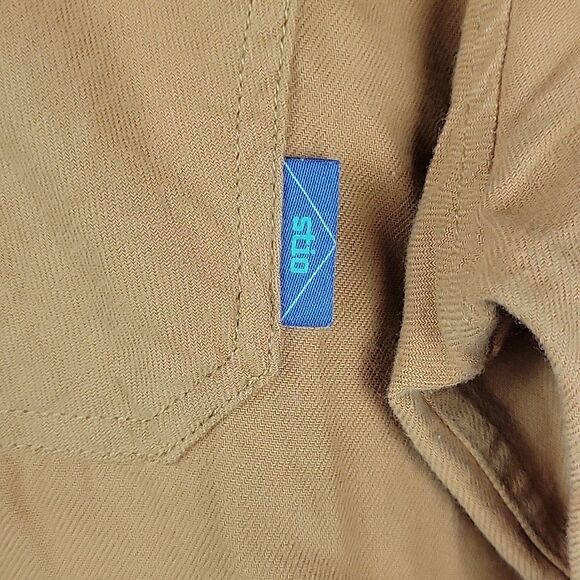 Stio Miter Shirt Mens Large Ochre Gold Lightweight Flannel Long Sleeve Button - Picture 7 of 13